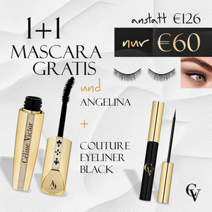 1 + 1 mascara + angelina + couture eyeliner zwart